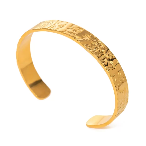 Metal Textured Hammered Stainless Steel Open Bangle Bracelet Geometric Vintage Style Daily Jewelry For Women