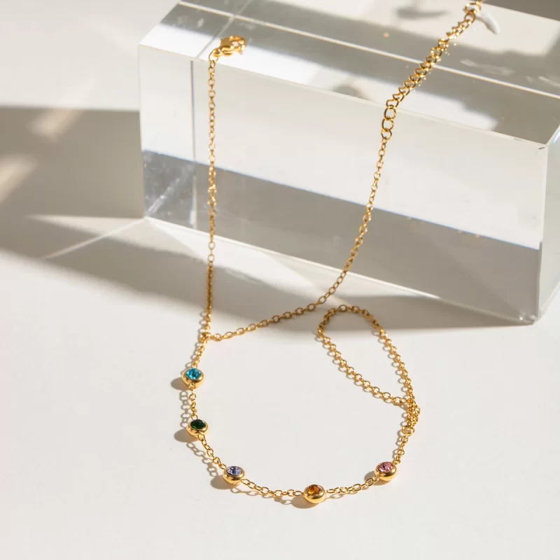 Color Zircon Finger Chain Fashion Bracelet Bangle 2024 Stainless Steel 18K Waterproof Jewelry Gift - Image 4