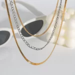 Youthway Versatile Statement Gold Plated Stainless Steel Multi Layers Chain Necklace Set For Women Anti Allergic Jewelry Daily
