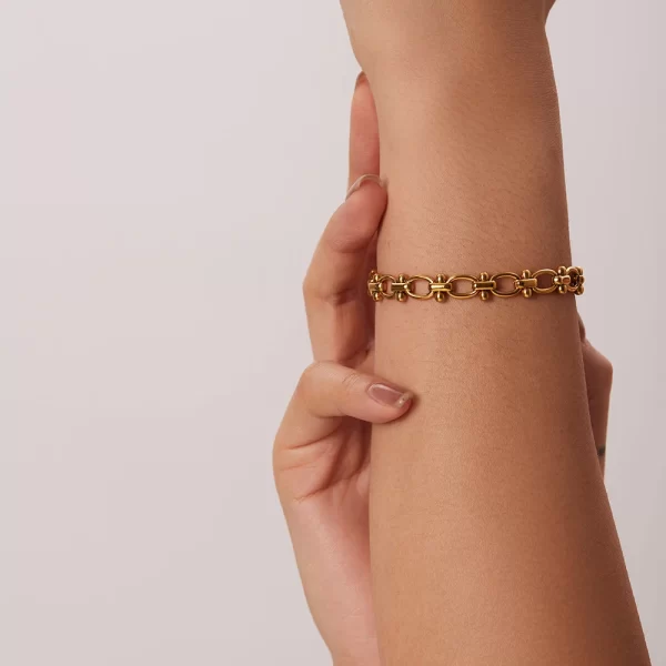 Golden Stainless Steel Metal Bracelet Adjustable Jewelry for Women Charm Fashion Jewelry Girls Gift - Image 2