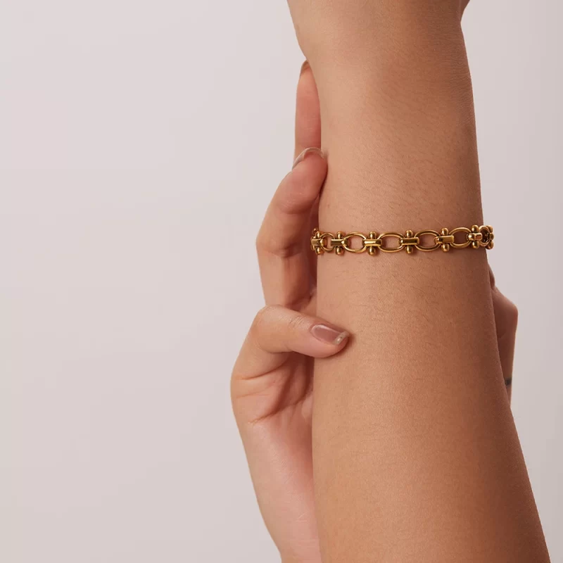 Golden Stainless Steel Metal Bracelet Adjustable Jewelry for Women Charm Fashion Jewelry Girls Gift - Image 2