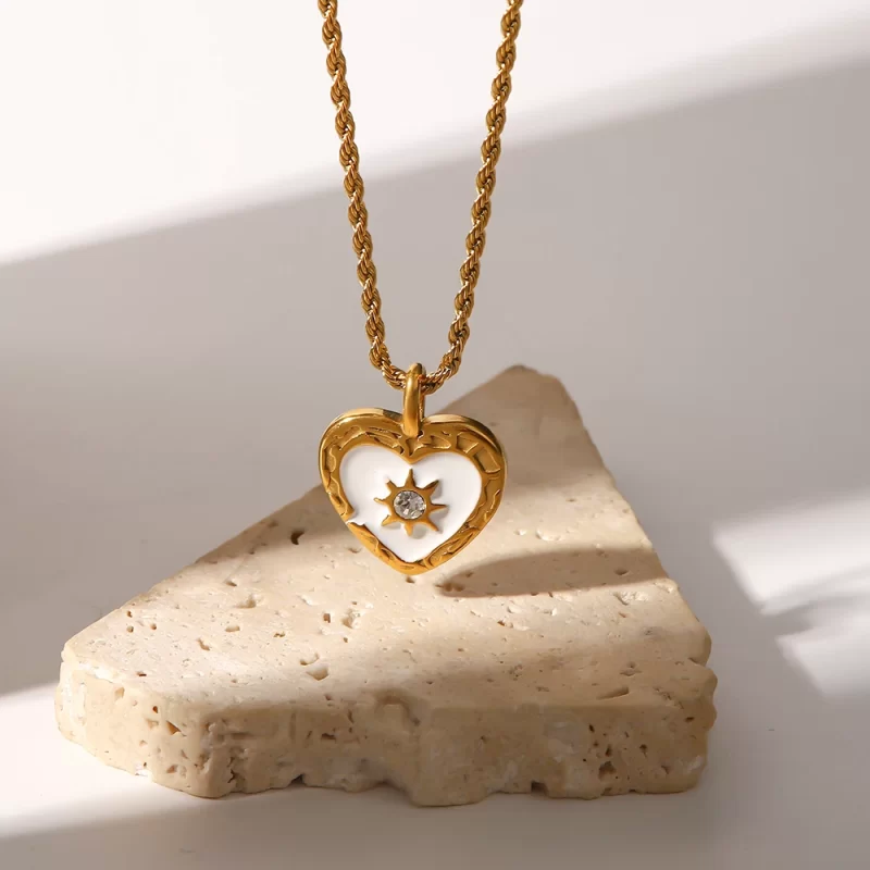 Metal Texture Stainless Steel Pearl Cubic Zirconia Pendant Necklace PVD Gold Plated Waterproof Jewelry For Women 2022 NEW - Image 5