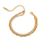 Stainless Steel Cubic Zirconia Chain Bracelet for Women Double Layers Charming Luxury Temperament Jewelry Gifts Wedding