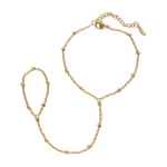 New Pattern Stainless Steel Rice Bead Chain Ring Bracelet 18K Gold Plated Fashion Jewelry for Women Gift