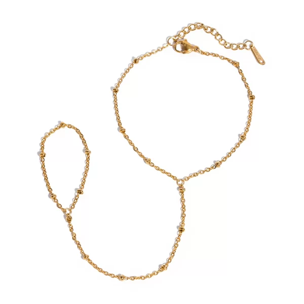 New Pattern Stainless Steel Rice Bead Chain Ring Bracelet 18K Gold Plated Fashion Jewelry for Women Gift