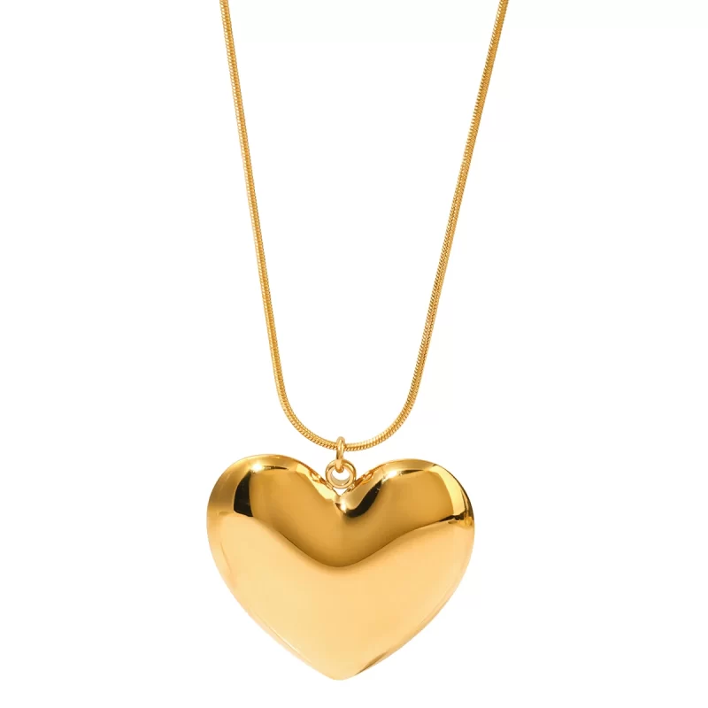 Youthway Heart Love Glossy Stainless Steel Pendant Necklace for Women Romantic Charms Metal Chain Rust Proof Golden Jewelry Gift - Image 5