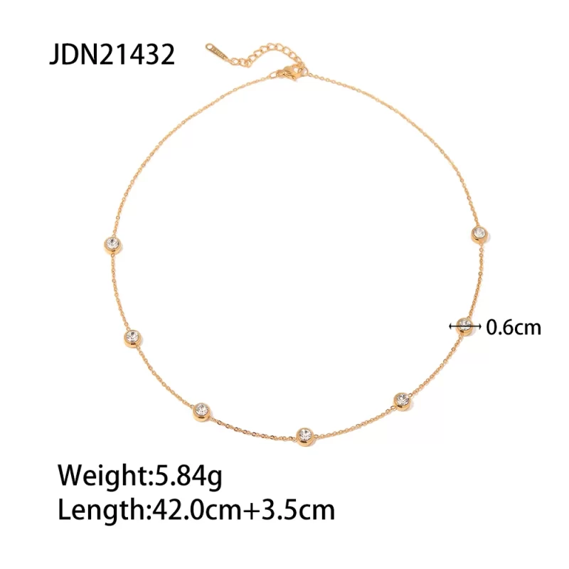 Youthway Gorgeous Round Cubic Zirconia Stainless Steel Bracelet necklace Waterproof Luxury Bling Stylish Charm Jewelry Set - Image 5