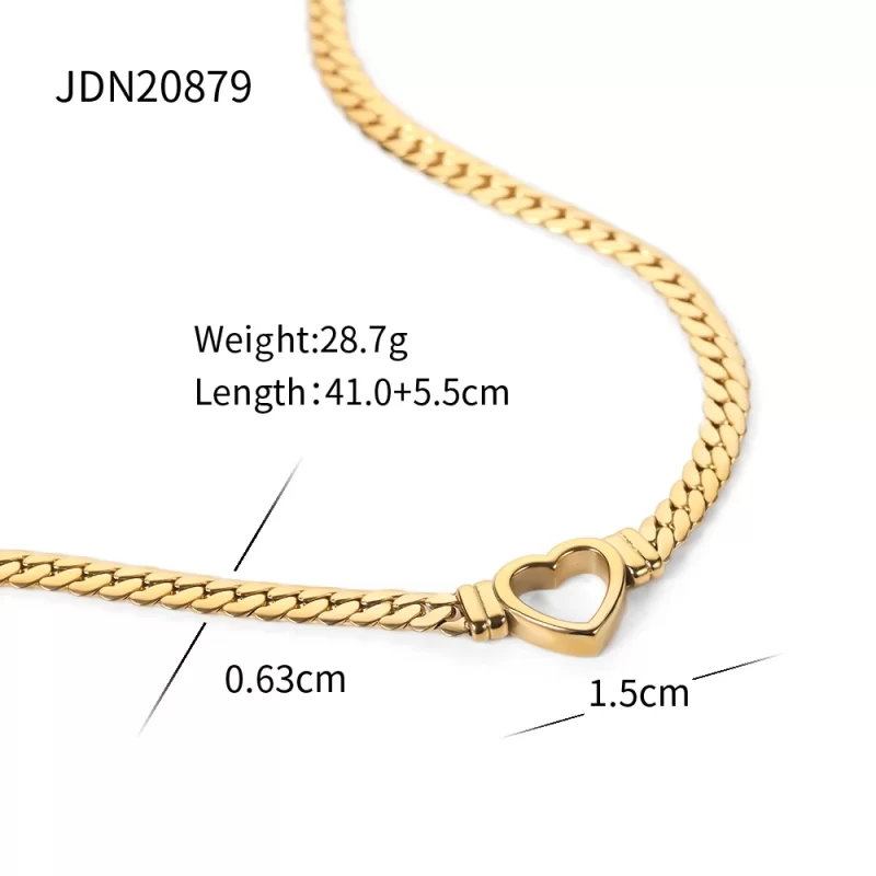 New Trend Stainless Steel Cuban Chain Hollow Heart Necklace Wedding Love Heart Pendant Necklace - Image 6