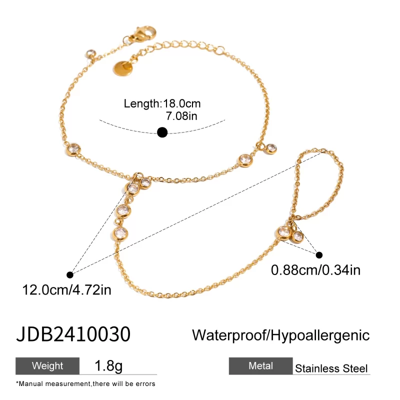 18K Gold Stainless Steel Pearl Finger Chain Minimalist Hand Harness Everyday Layered Arm Art - Image 6