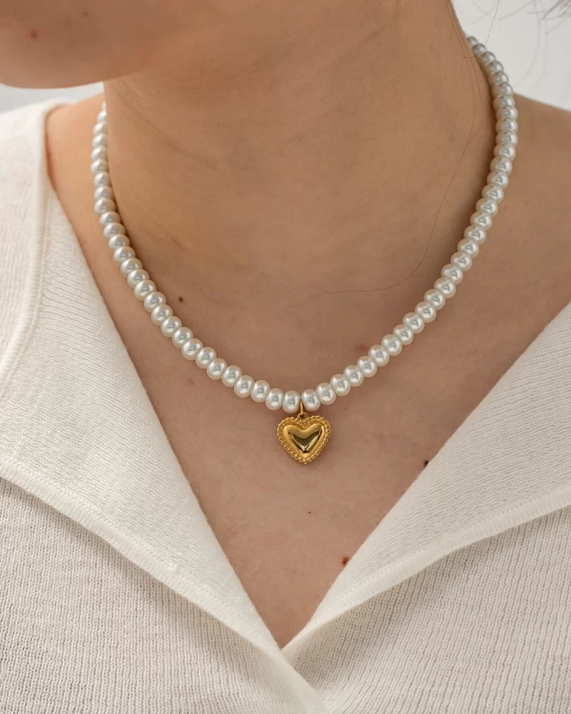 Youthway Glass Pearl Heart Stainless Steel Pendant Necklace Aesthetic Luxury Chain Jewelry Women Gift 2023 NEW - Image 4
