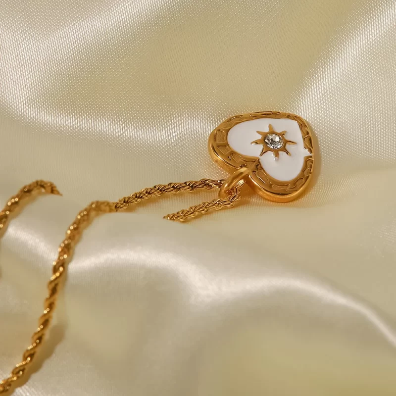 Metal Texture Stainless Steel Pearl Cubic Zirconia Pendant Necklace PVD Gold Plated Waterproof Jewelry For Women 2022 NEW - Image 4