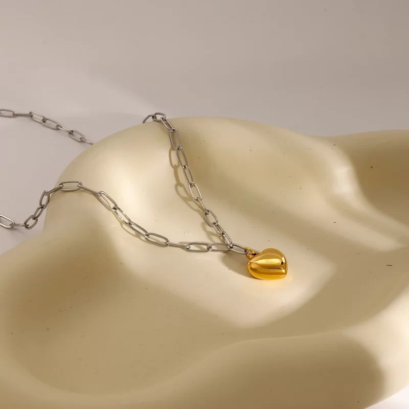 Youthway Attractive Heart Pendant Chain Necklace Exquisite Thin Color Block Stainless Steel Jewelry Gift for Girlfriend - Image 5