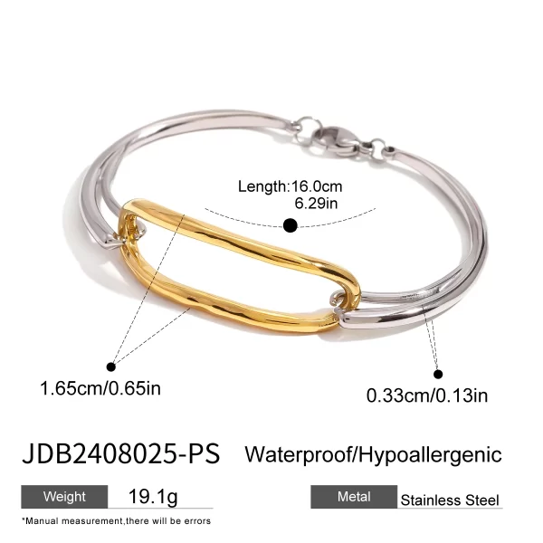 18K Gold Stainless Steel Gold&Silver Geometric Oval Hollow Bracelet Bangle For Unisex Trendy Anti Allergic Jewelry - Image 5