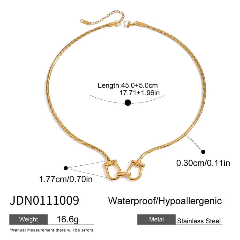 Youthway Personalized Versatile Gold Plated Stainless Steel Horseshoe Buckle Chain Necklace Waterproof Unisex Jewelry New 2025 - Image 6