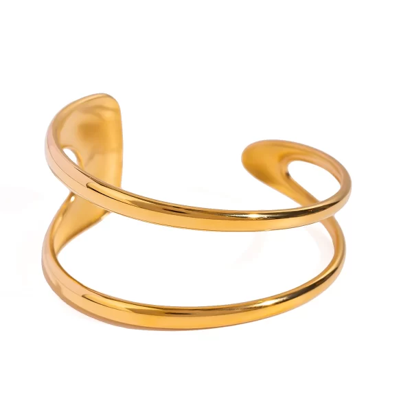 Stainless Steel Geometric Double Hollow Bracelet Bangle 18K Gold Simple Waterproof Trendy Jewelry New Gift
