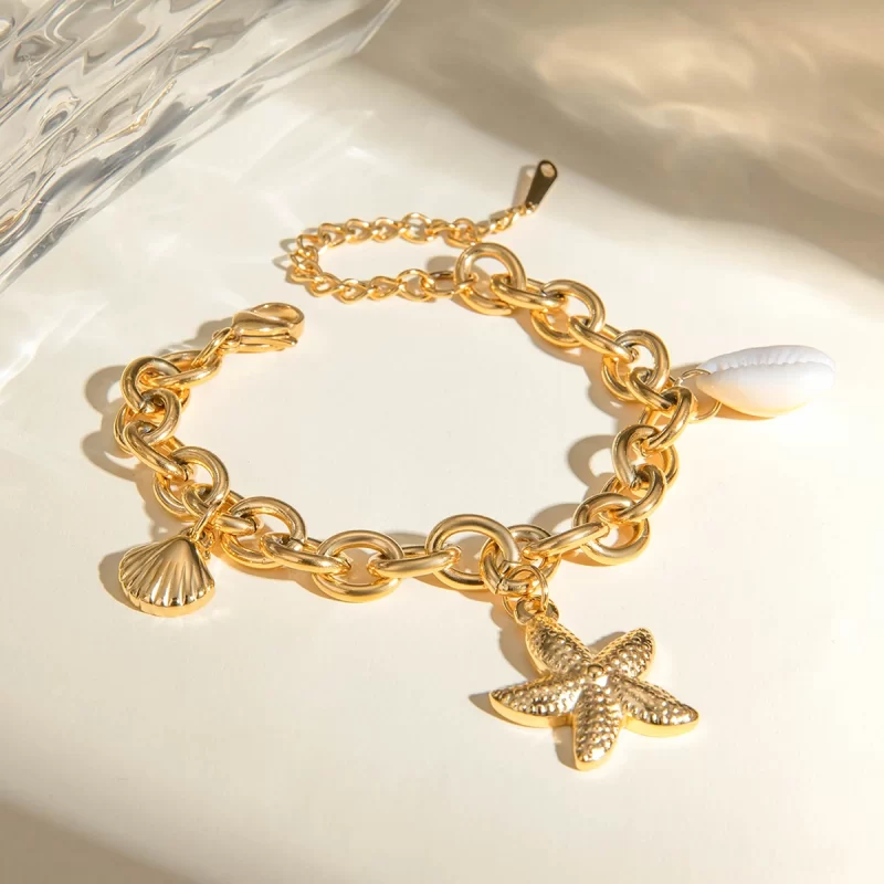 Starfish Shell Charm Necklace Bracelet Stainless Steel Waterproof Trendy Jewelry Gold Metal Accessories Girls Gift - Image 2
