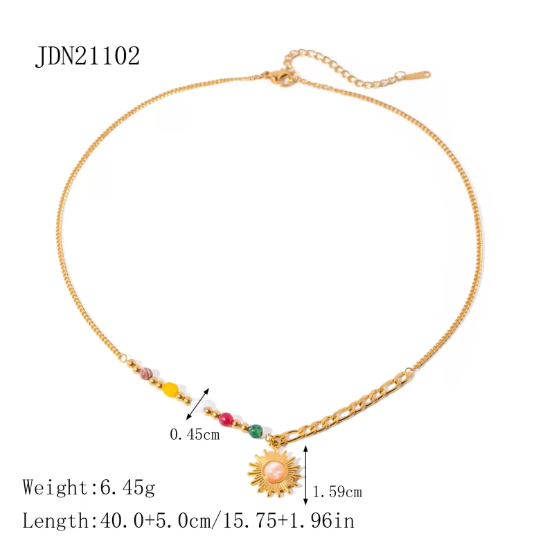 New trend natural stone Necklace Fashion Gold Color Stainless steel ball pendant Necklace party anniversary Jewelry gift 2022 - Image 5