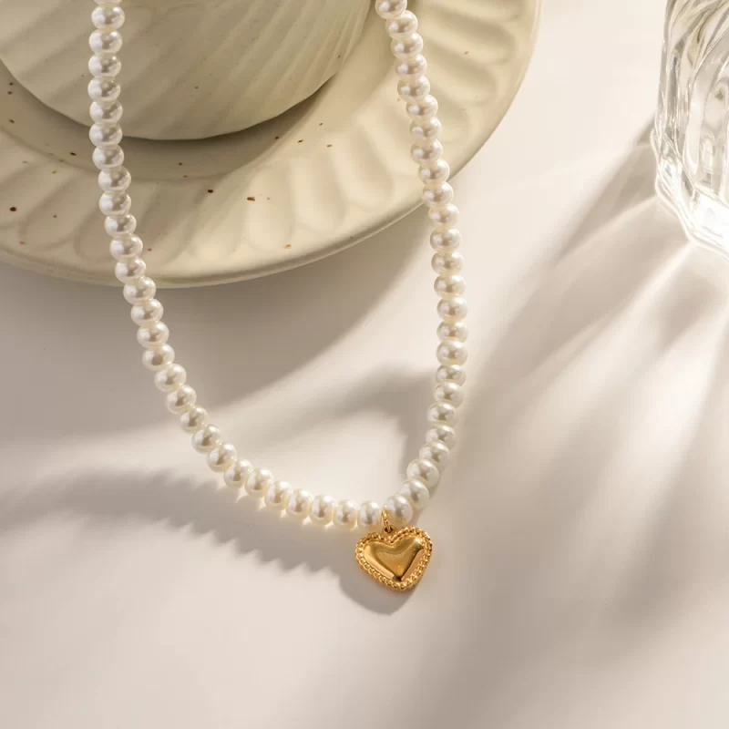 Youthway Glass Pearl Heart Stainless Steel Pendant Necklace Aesthetic Luxury Chain Jewelry Women Gift 2023 NEW - Image 2