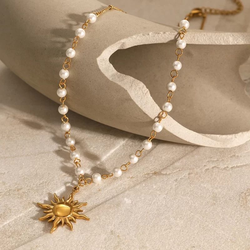 Youthway Personality Sun Pendant Necklace Elegant Multi-Pearl Chain Romantic Birthday Gift for Women Statement Jewelry Accessory - Image 2