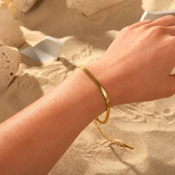 Stainless Steel Snake Chain Stacking Bracelets For Women Men Thin Snake Bone Chain Bracelet - Image 3