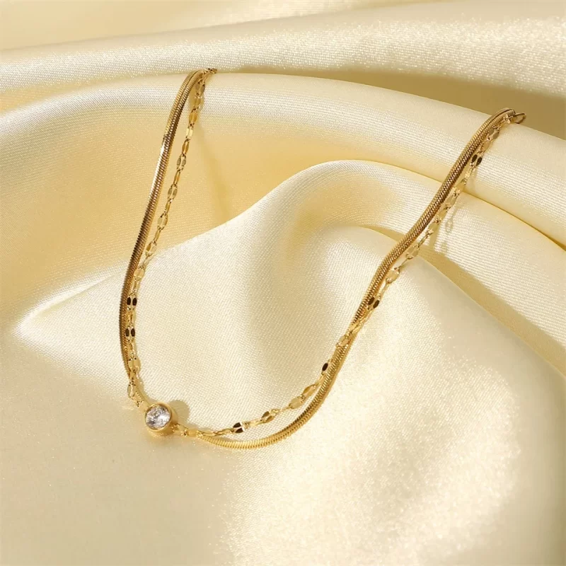 Stainless Steel Bracelet Golden Double Layer Snake Bone Chain Bracelets Fashion Jewelry Gift - Image 5