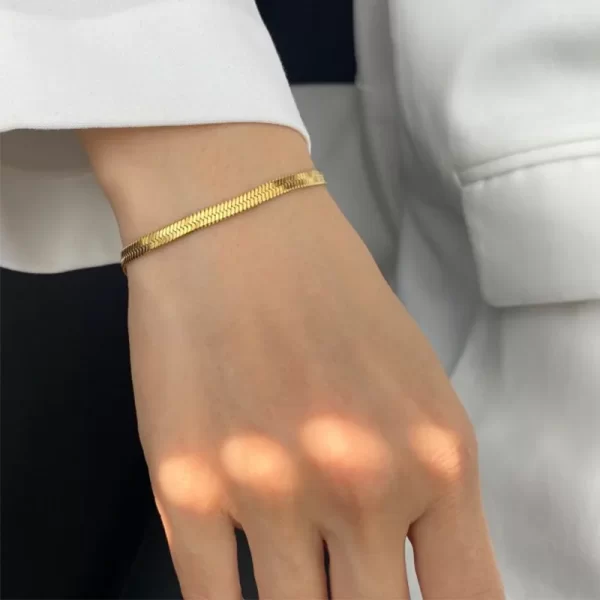 Stainless Steel Snake Chain Stacking Bracelets For Women Men Thin Snake Bone Chain Bracelet - Image 2