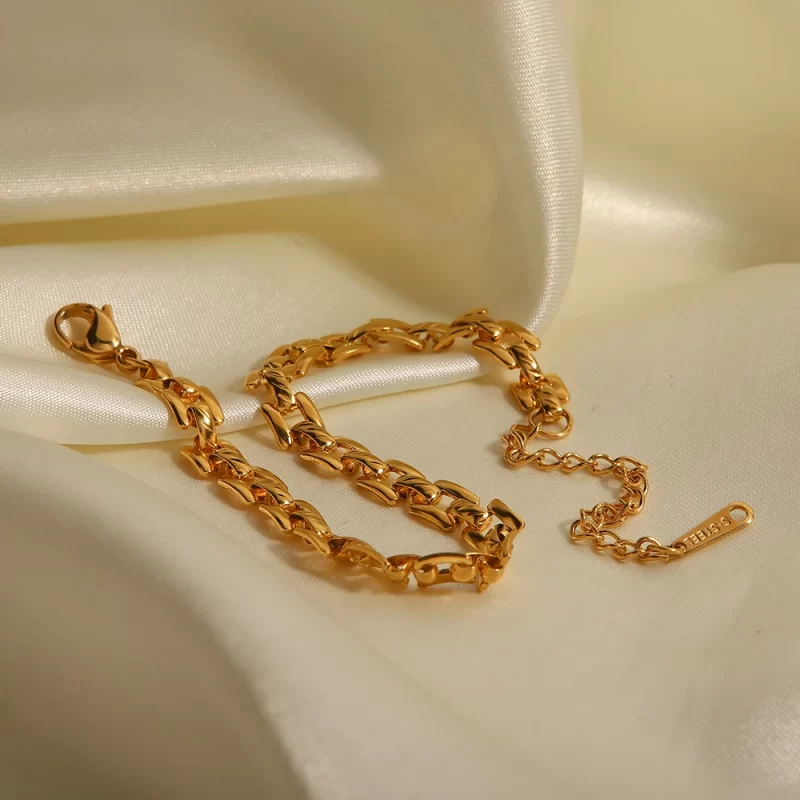 New Metallic Style Strap Bracelet 18k Gold Color Stainless Steel Trendy Charm Waterproof Jewelry for Women Men - Image 4
