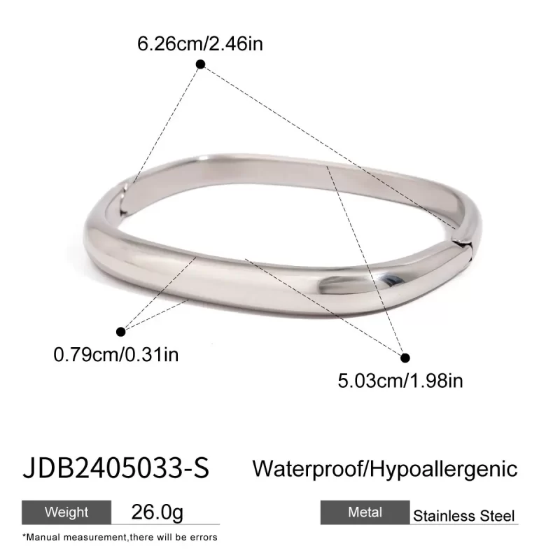 Minimalist Bangle Stainless Steel 18K Gold Plated Buckle Square Antique Bracelets Bangles For Women Waterproof Jewelry - Image 6