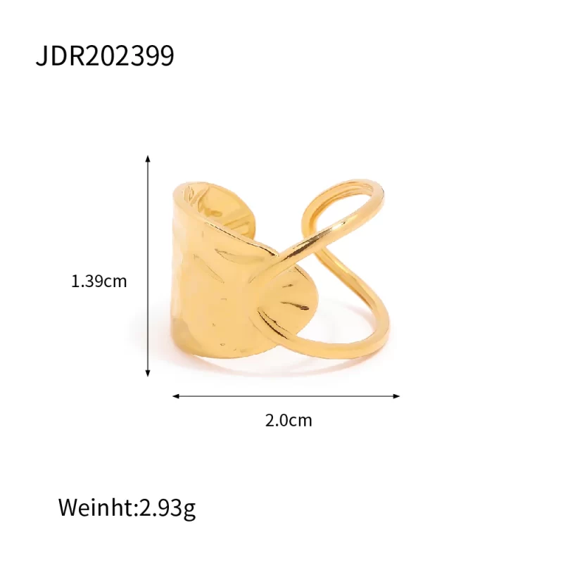 New Trend 18K Gold and Silver Plated Wide Ring Gift Stainless Steel Simple Wavy Open Ring - Image 4