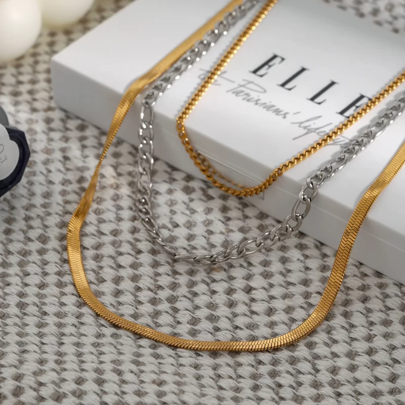 Youthway Versatile Statement Gold Plated Stainless Steel Multi Layers Chain Necklace Set For Women Anti Allergic Jewelry Daily - Image 3
