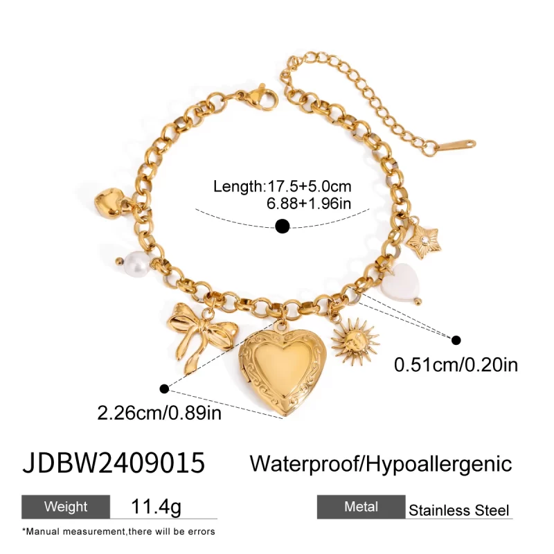 Valentine's Day Love-heart Photo Box Bracelet Imitation Pearl Star Charms Bracelet Set Waterproof Women Jewelry Gift - Image 6