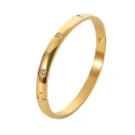 White Cubic Zirconia 316L Stainless Steel Bangle 18 K PVD Plated Waterproof Summer Trend Jewelry Gift for Woman