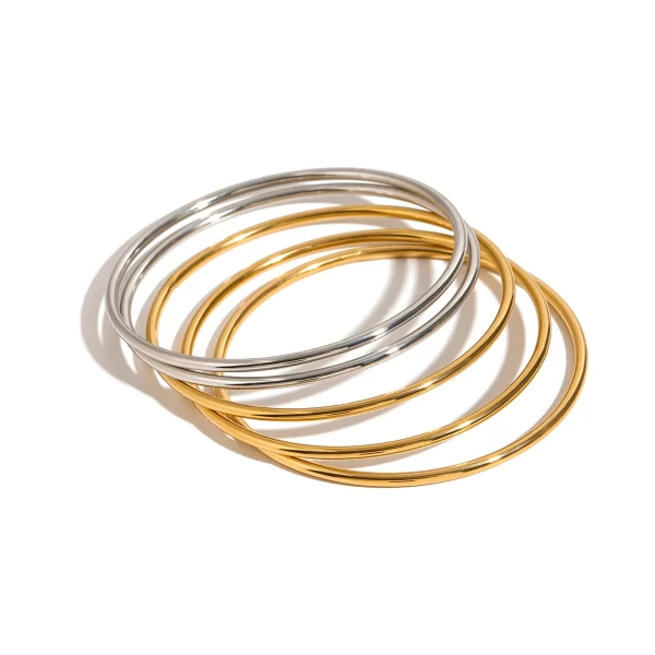 Minimalist Trendy Stainless Steel Gold&Silver Color Circle Bracelet Bangle For Women Waterproof Anti Allergic Jewelry
