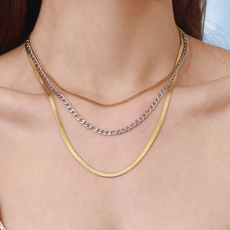 Youthway Versatile Statement Gold Plated Stainless Steel Multi Layers Chain Necklace Set For Women Anti Allergic Jewelry Daily - Image 2
