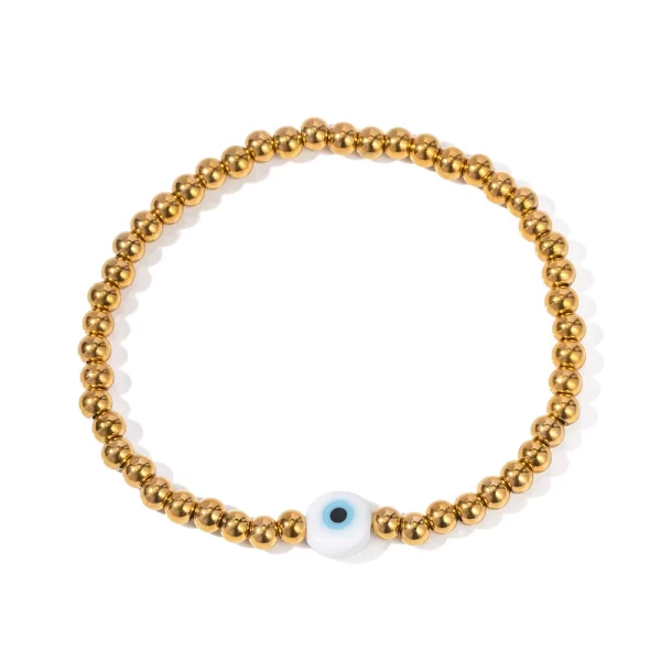 4MM Wide Stainless Steel Ball Devil Eye Stretch Bracelet Wrist Handmade Summer Jewelry 2023 Waterproof