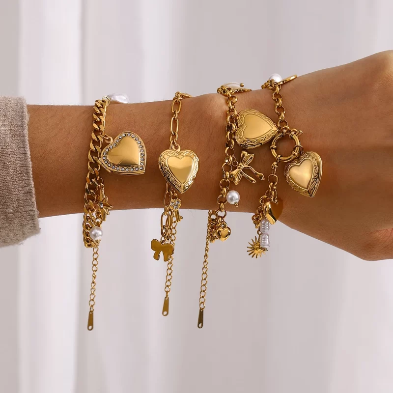Valentine's Day Love-heart Photo Box Bracelet Imitation Pearl Star Charms Bracelet Set Waterproof Women Jewelry Gift - Image 3