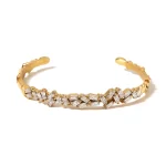 Fashion Waterproof Delicate Shiny Cubic Zirconia Stainless Steel 18K Gold Plated Bracelet Luxury Jewelry