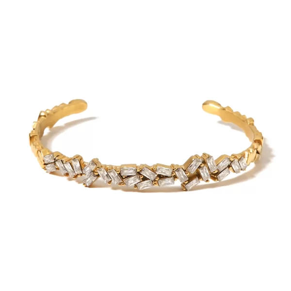 Fashion Waterproof Delicate Shiny Cubic Zirconia Stainless Steel 18K Gold Plated Bracelet Luxury Jewelry