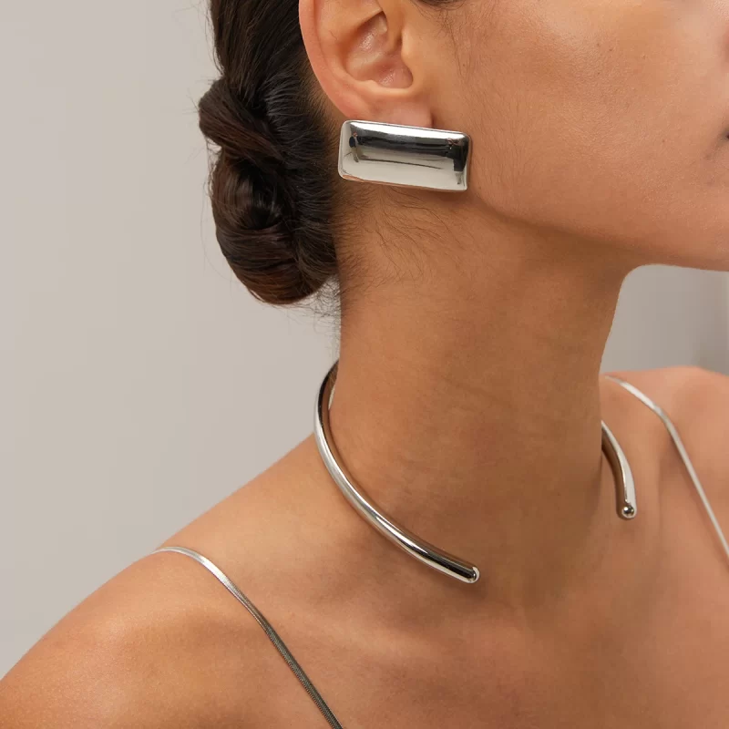 Youthway Smooth Stainless Steel Minimalist Glossy Choker for Women Waterproof Trendy Jewelry Gift 2024 New Arrival - Image 4