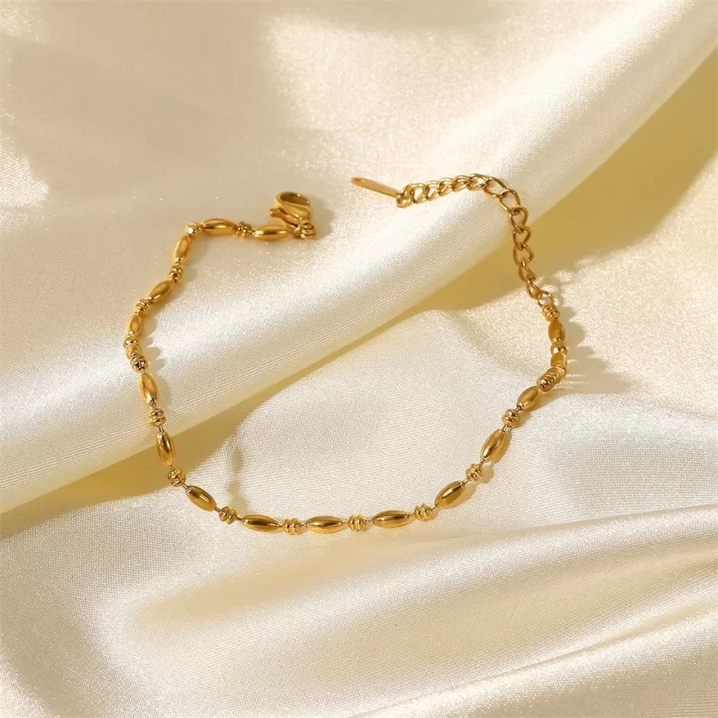 NEW 18K Gold Plated Stainless Steel bracelet Oval Bead Pure Chain Bracelet Ladies Party Anniversary Jewelry Gifts - Image 4