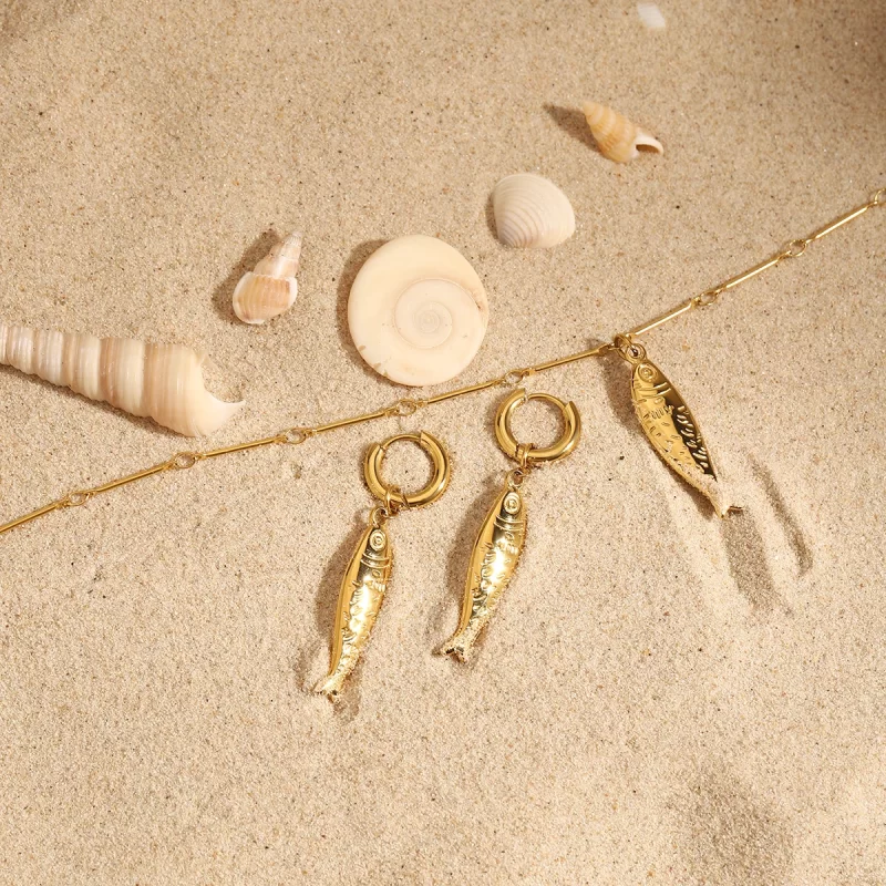 Youthwau 18K Gold Lucky Koi Fish Pendant Necklace Stainless Steel Summer Basic Daily Waterproof Jewelry Accessories Gift - Image 5