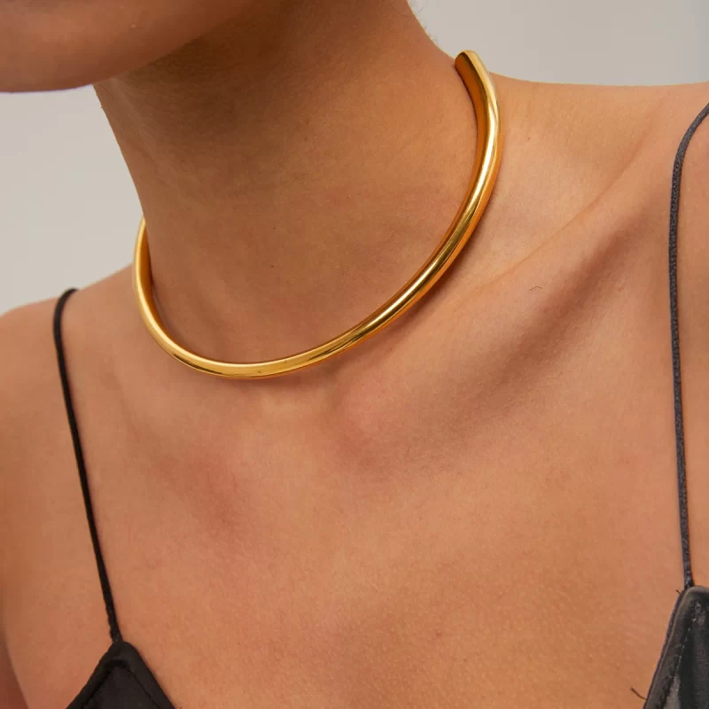 Youthway Smooth Stainless Steel Minimalist Glossy Choker for Women Waterproof Trendy Jewelry Gift 2025 New Arrival - Image 5