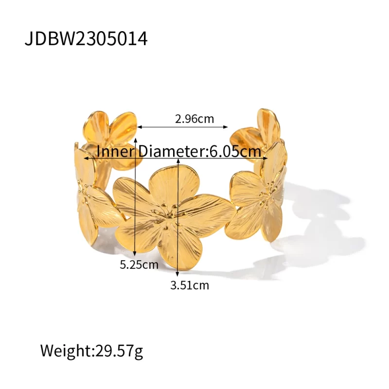 Waterproof Stainless Steel Metallic Wide Cast Bracelet High Quality Fashion Jewelry Women Party Gift - Image 6