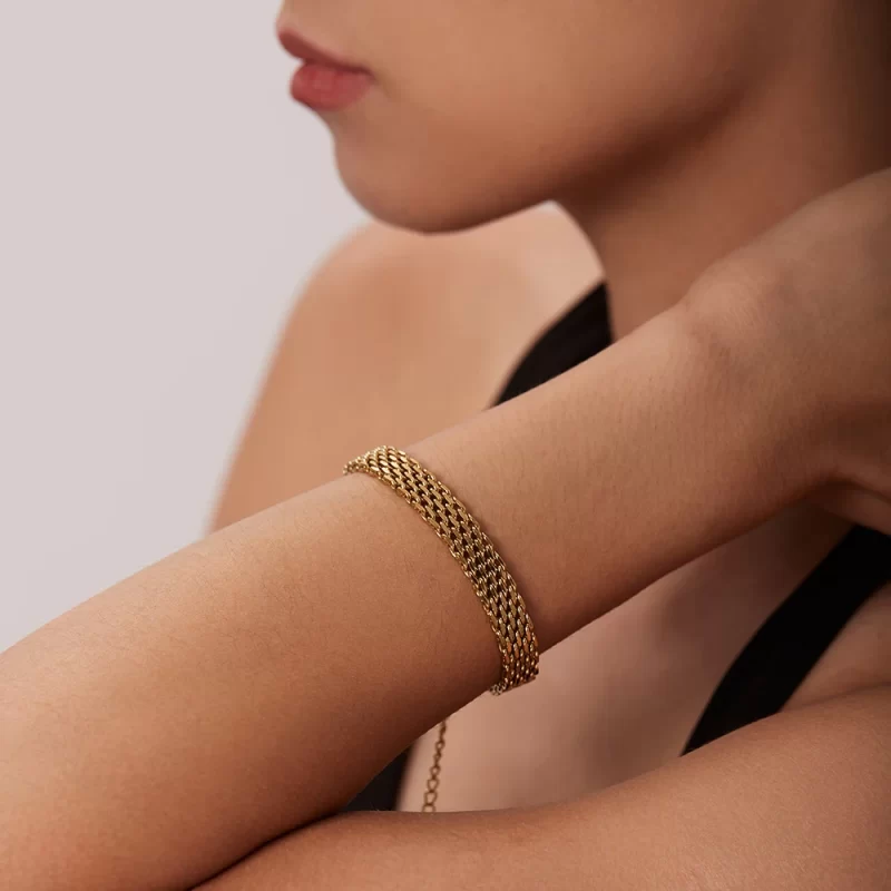 Gold Plated Stainless Steel Watch Belt Stacking Bracelet For Women Occident Metal Texture New Design Bracelet Jewelry Gifts Men - Image 3