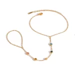 Color Zircon Finger Chain Fashion Bracelet Bangle 2024 Stainless Steel 18K Waterproof Jewelry Gift