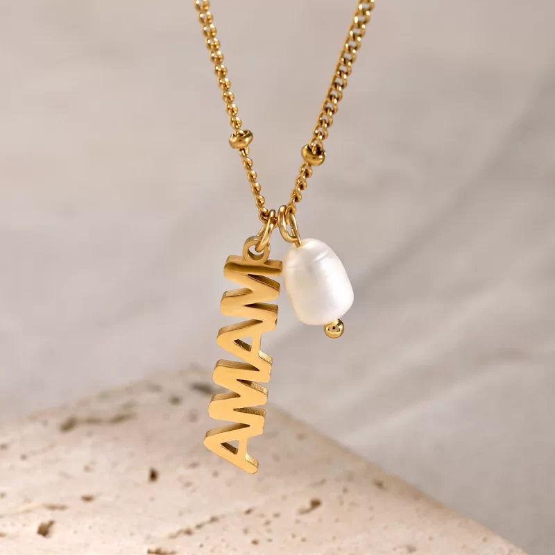 Youthway MAMA Letter Pearl Pendant Fashion Necklace Stainless Steel Trendy Charm Jewelry For Women Party Birthday Gift 2024 - Image 4