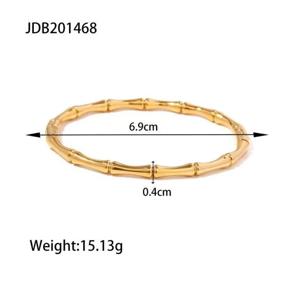 New Stainless Steel Gold Color Bamboo Closed Bracelet 18k Gold Plated Waterproof Fashion Women Jewelry - Image 5