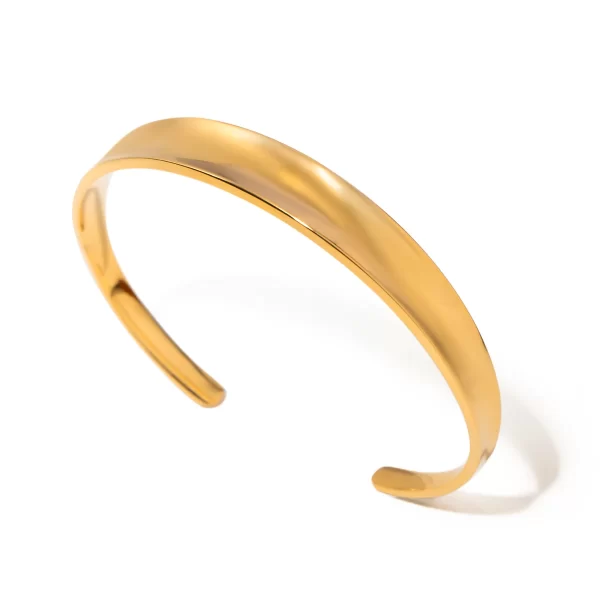 Glossy Stainless Steel Opening Bracelet Bangle Minimalist Personalized Trending Jewelry Women Waterproof
