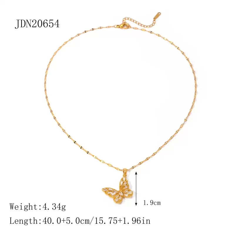 Fancy Crystal Butterfly Necklace 18K Gold Stainless Steel Jewelry Gift Cubic Zircon Butterfly Pendant Necklace Women - Image 6