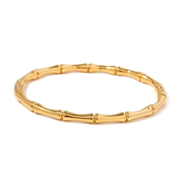 New Stainless Steel Gold Color Bamboo Closed Bracelet 18k Gold Plated Waterproof Fashion Women Jewelry
